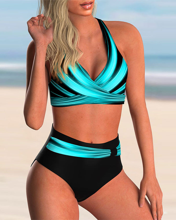 Liliana - Bedrucktes Bikini-Set mit gekreuztem Ausschnitt.
