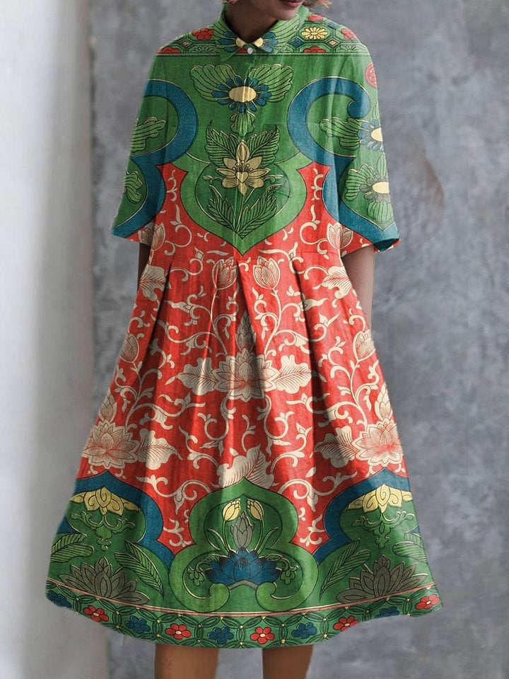 Clara | Vintage Baumwollkleid mit elegantem Blumenmuster