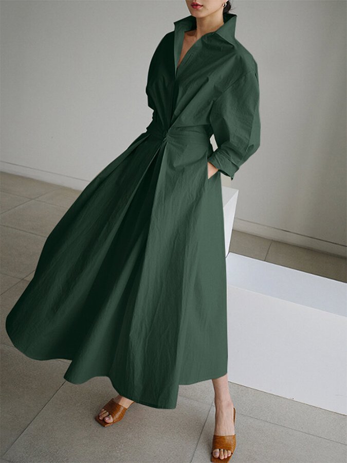 Brynn - Schickes Polo-Kragen A-Linien Swing-Kleid