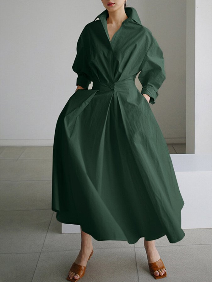 Brynn - Schickes Polo-Kragen A-Linien Swing-Kleid
