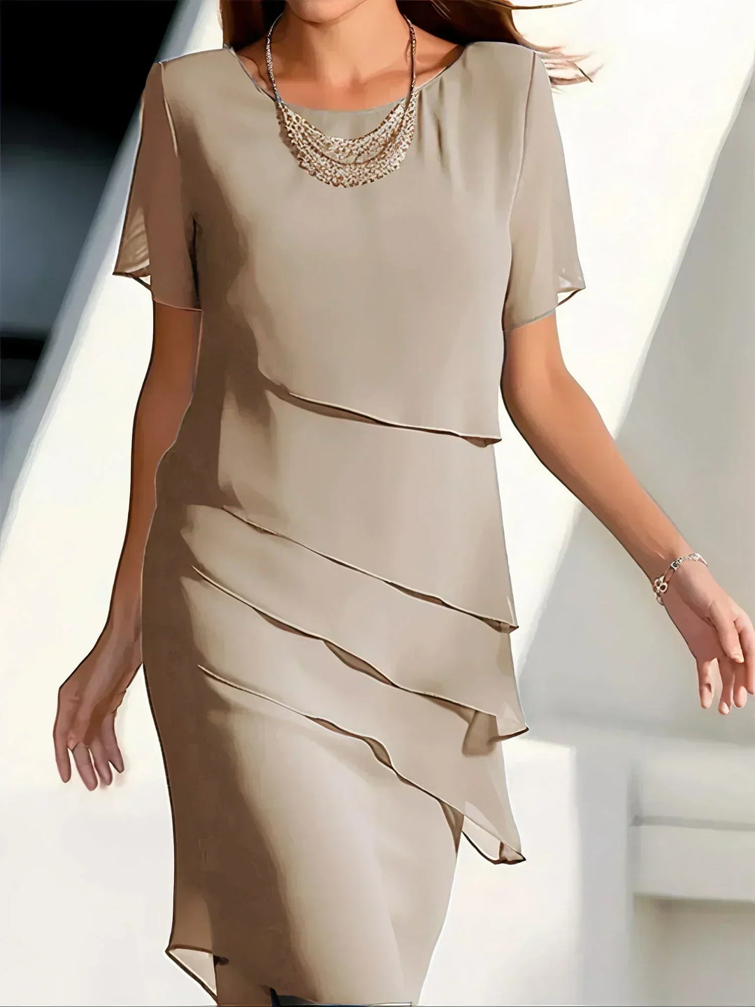 Monika - Kurzarm-Midi-Kleid