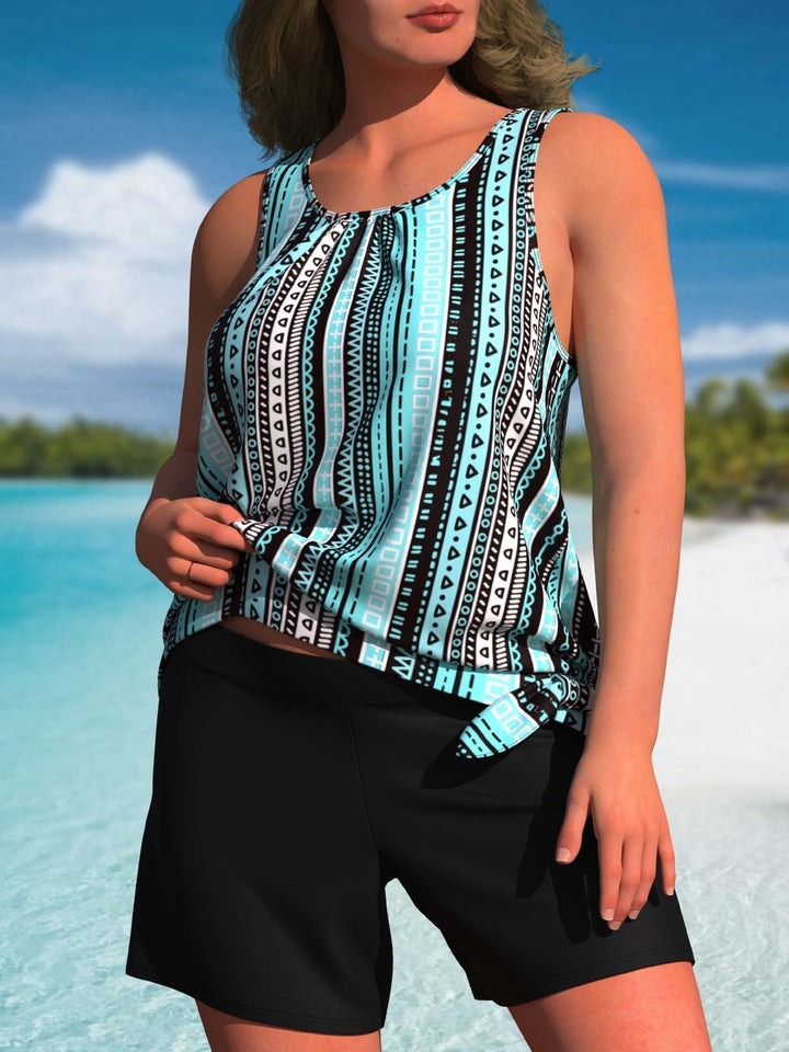 Romina - Eleganter High-Waisted Tankini mit tropischem Druck