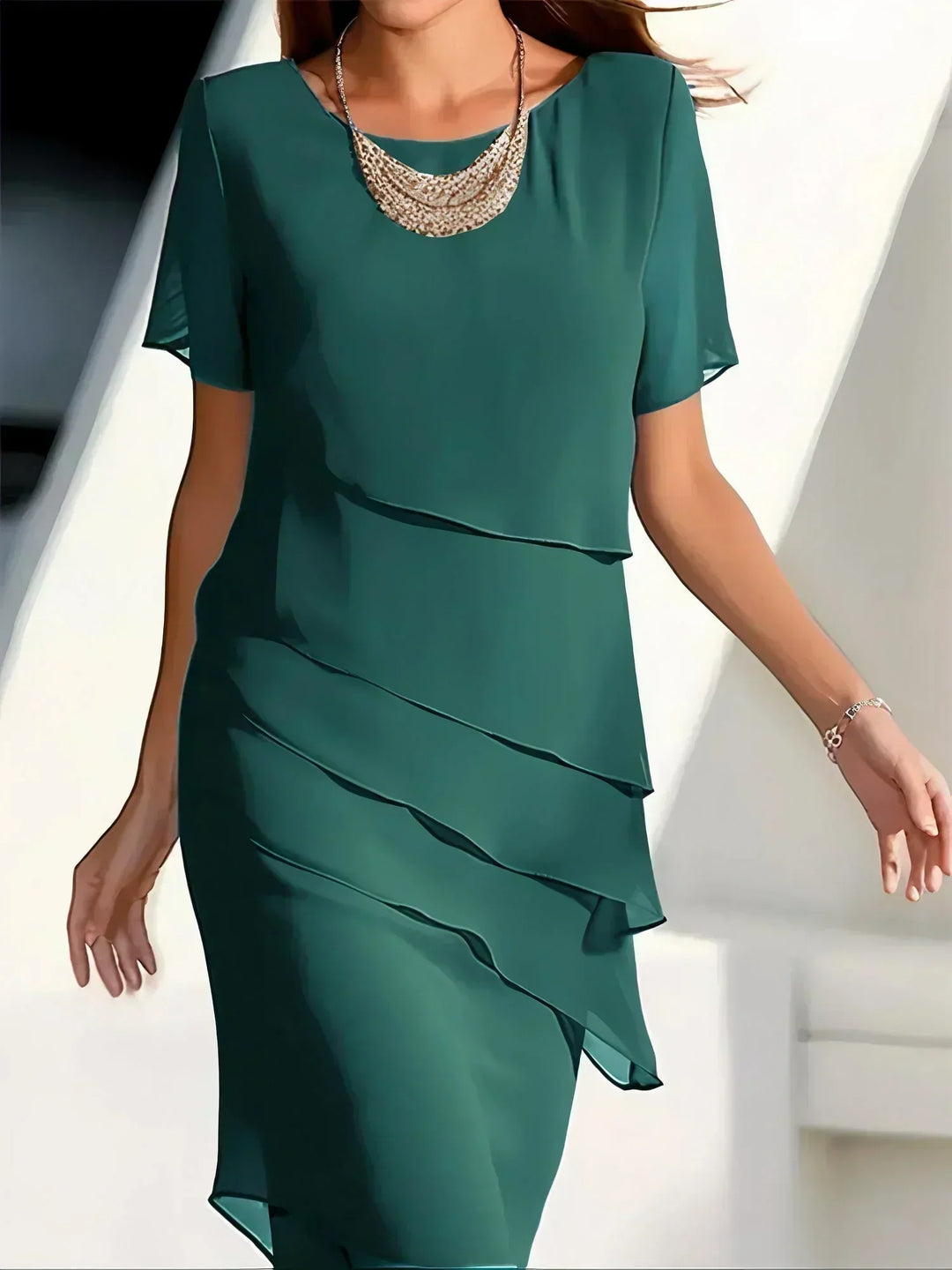 Monika - Kurzarm-Midi-Kleid