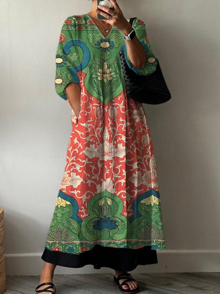 Clara | Vintage Baumwollkleid mit elegantem Blumenmuster