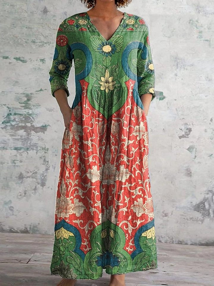 Clara | Vintage Baumwollkleid mit elegantem Blumenmuster