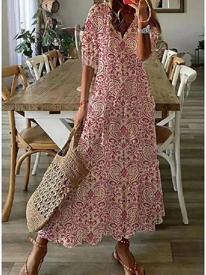 Lana - Figurbetonendes Boho-Maxikleid