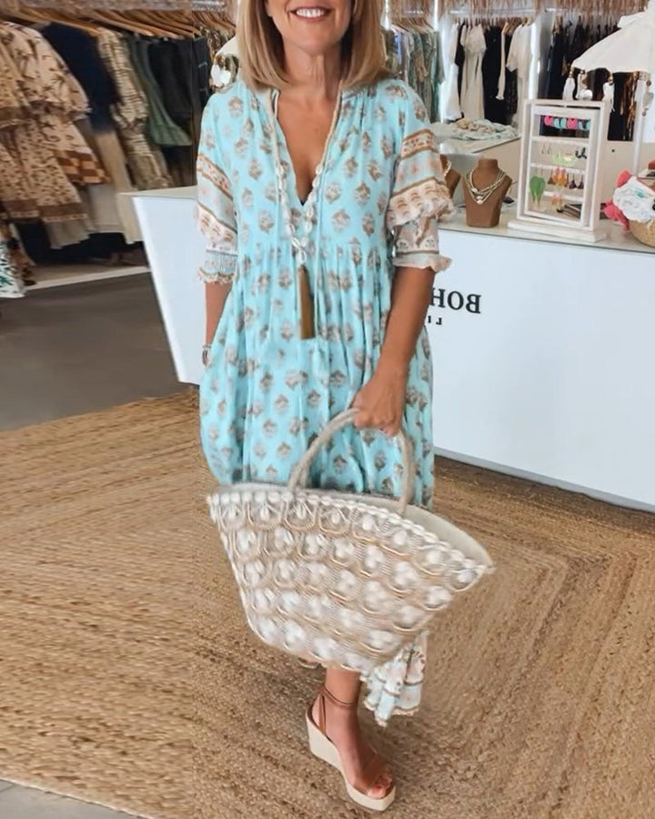 Peyton – Langärmliges Bohemian Kleid mit Laternenärmeln