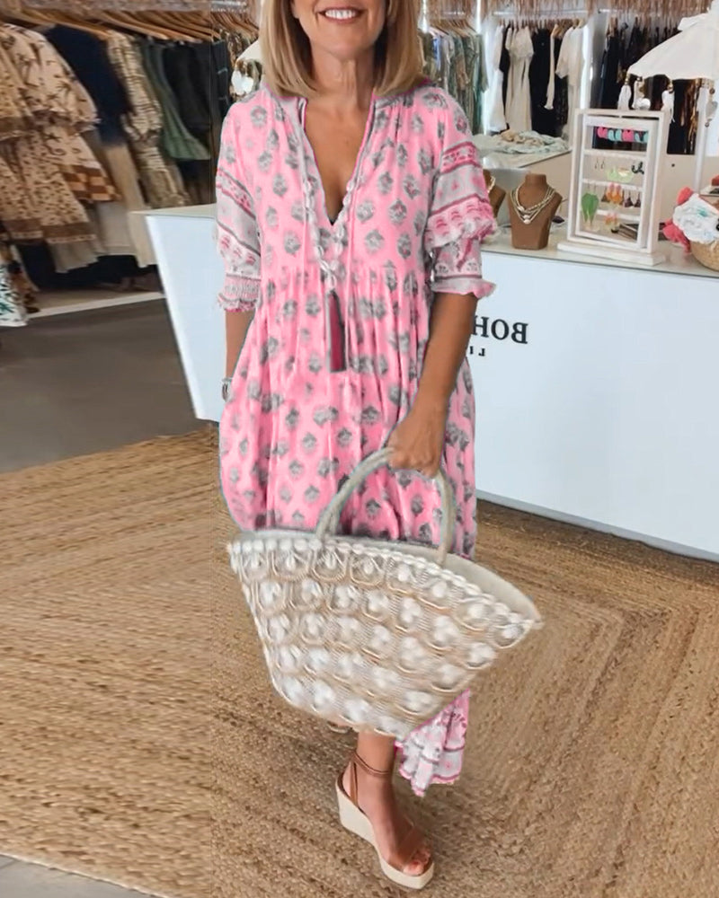 Peyton – Langärmliges Bohemian Kleid mit Laternenärmeln