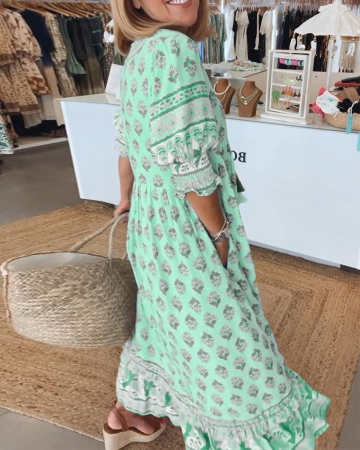 Peyton – Langärmliges Bohemian Kleid mit Laternenärmeln