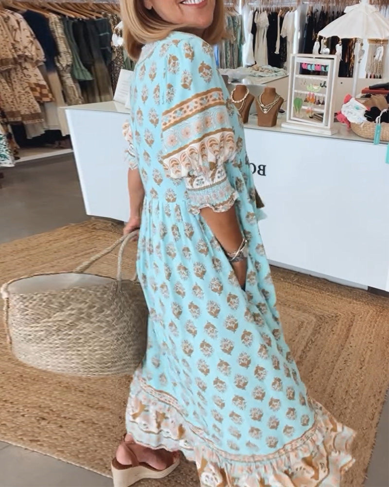 Peyton – Langärmliges Bohemian Kleid mit Laternenärmeln