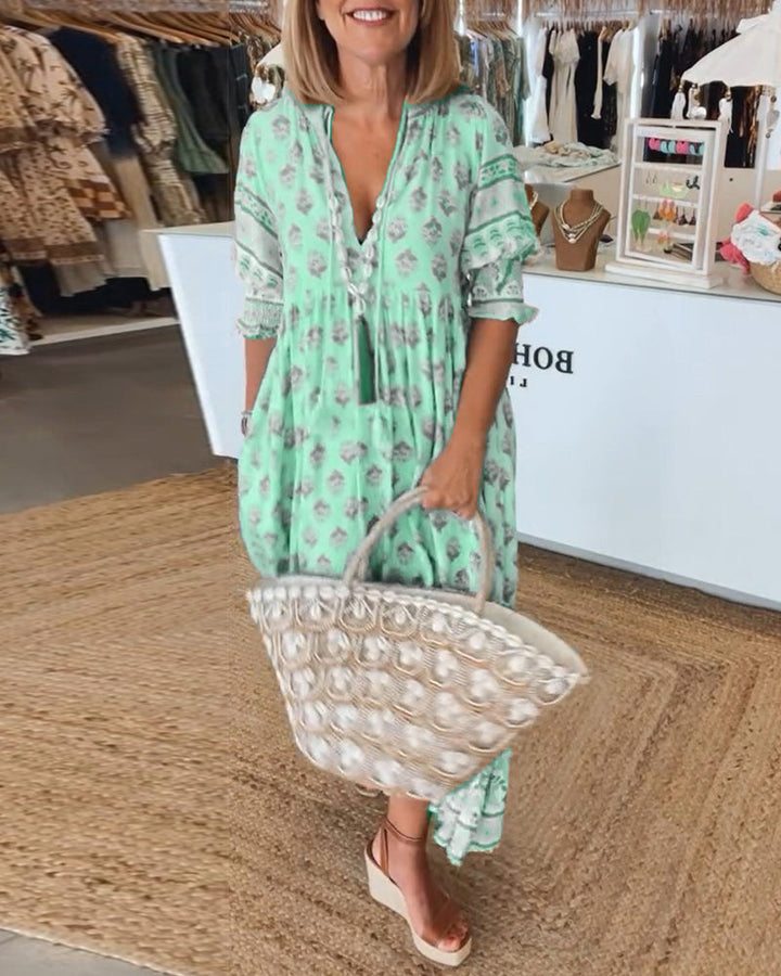 Peyton – Langärmliges Bohemian Kleid mit Laternenärmeln