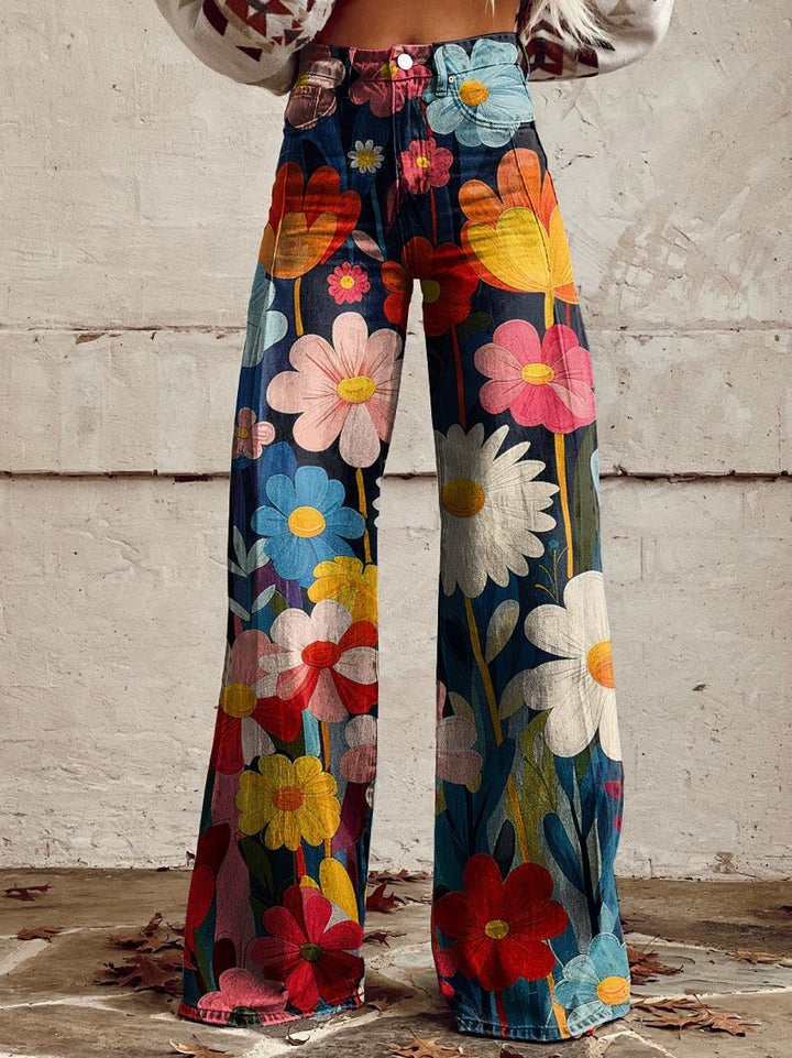 MARIANNE FARBIGE BREIT GESCHNITTETE HOSE